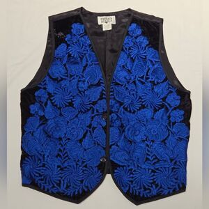 Chico's Electric Blue Embroidered Vest M 8/10